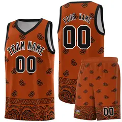 Texas Orange Black Cashew Pattern Basketball Uniform Jersey 36