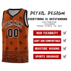 Texas Orange Black Cashew Pattern Basketball Uniform Jersey 37
