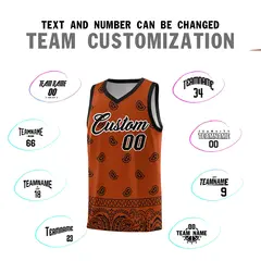 Texas Orange Black Cashew Pattern Basketball Uniform Jersey 4