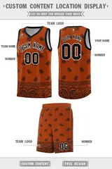 Texas Orange Black Cashew Pattern Basketball Uniform Jersey 40