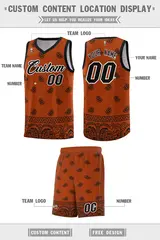 Texas Orange Black Cashew Pattern Basketball Uniform Jersey 5