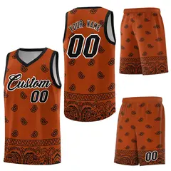 Texas Orange Black Cashew Pattern Basketball Uniform Jersey 6