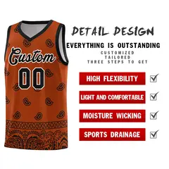 Texas Orange Black Cashew Pattern Basketball Uniform Jersey 9