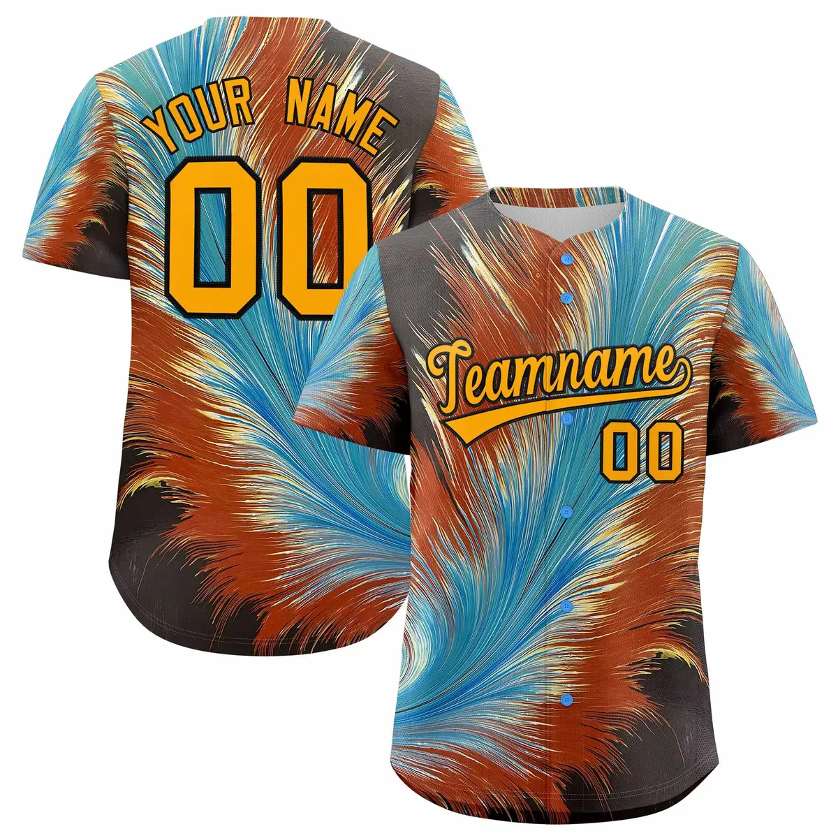 Texas Orange Black Fluid Feather Graffiti Baseball Jersey