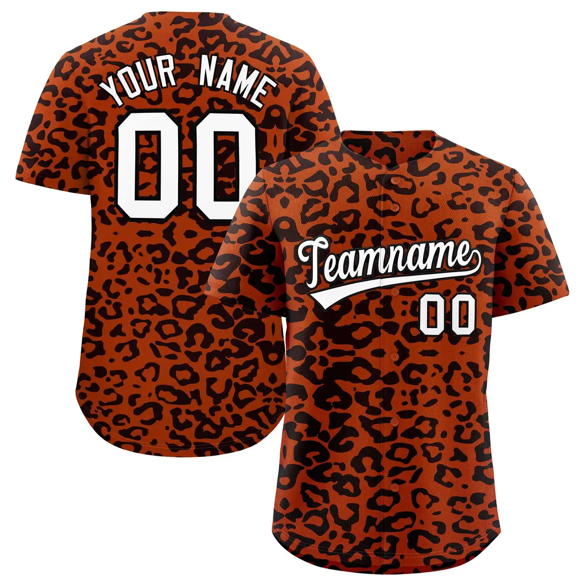 Texas Orange Black Leopard Print Baseball Jersey