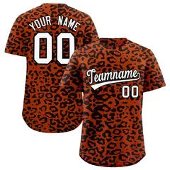 Texas Orange Black Leopard Print Baseball Jersey 1
