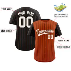 Texas Orange Black Pinstripe Raglan Baseball Jersey 2