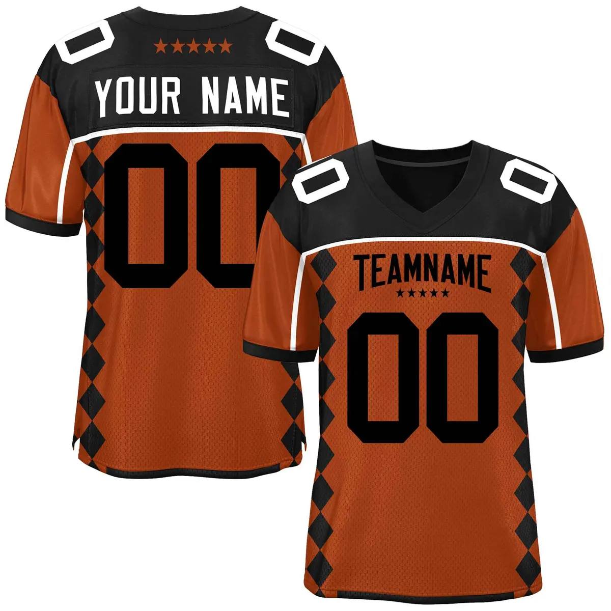 Texas Orange Black Side Blocks Raglan Football Jersey