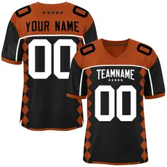 Texas Orange Black Side Blocks Raglan Football Jersey 1