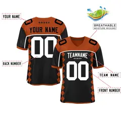 Texas Orange Black Side Blocks Raglan Football Jersey 2