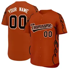 Texas Orange Black Side Flame Outline Baseball Jersey