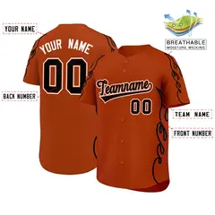 Texas Orange Black Side Flame Outline Baseball Jersey 2