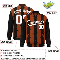 Texas Orange Blade Pattern Raglan Varsity Letterman Baseball Jacket 2