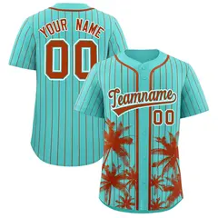 Texas Orange Bright Green Pinstripe Coconut Tree Baseball Jersey 1
