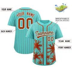 Texas Orange Bright Green Pinstripe Coconut Tree Baseball Jersey 2