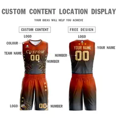 Texas Orange Brown-Dark Gray Gradient Coconut Palm Basketball Jersey 3