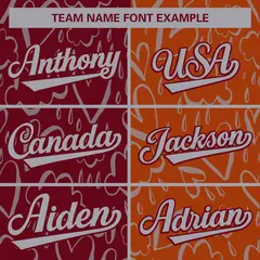 Texas Orange Crimson-Gray Graffiti Pattern Split Letterman Bomber Baseball Jacket 5