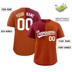 Texas Orange Crimson Half Gradient Authentic Baseball Jersey 2