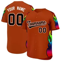 Texas Orange Graffiti Multicolored Flames Baseball Jersey