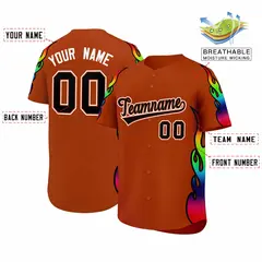 Texas Orange Graffiti Multicolored Flames Baseball Jersey 2