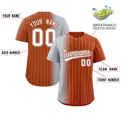 Texas Orange Gray Pinstripe Gradient Baseball Jersey 2