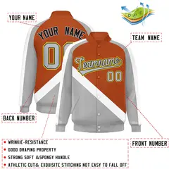 Texas Orange Gray Raglan Full-Snap Letterman Baseball Jacket 2