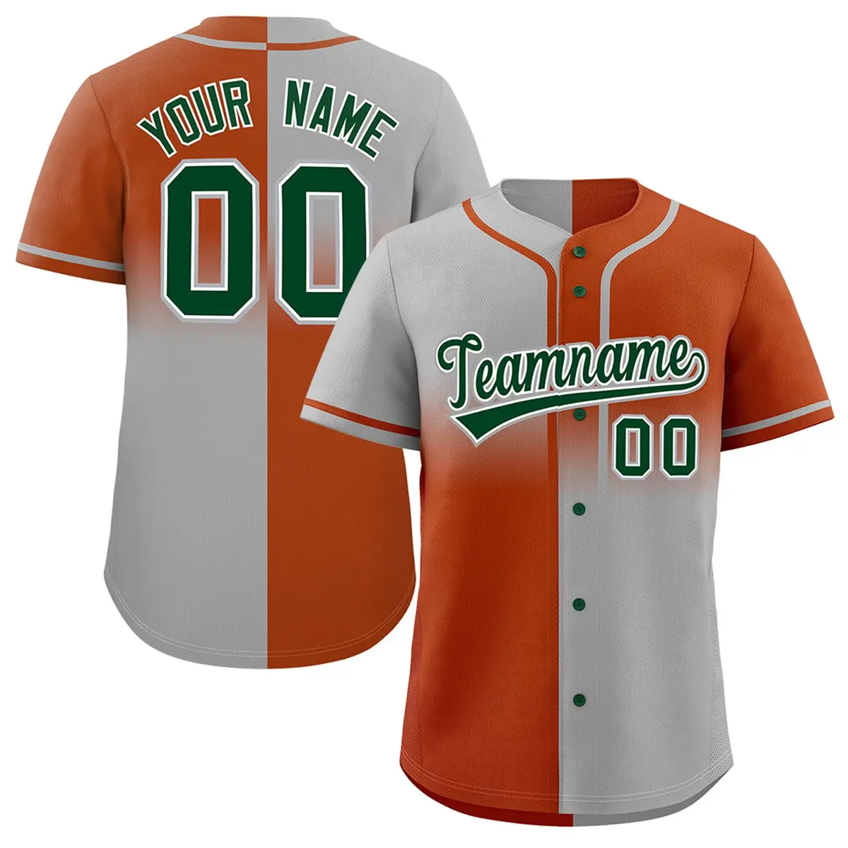 Texas Orange Gray Symmetrical Gradient Baseball Jersey