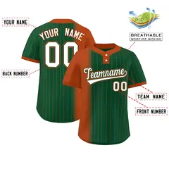 Texas Orange Green Gradient Stripe Two-Button Softball Jersey 2