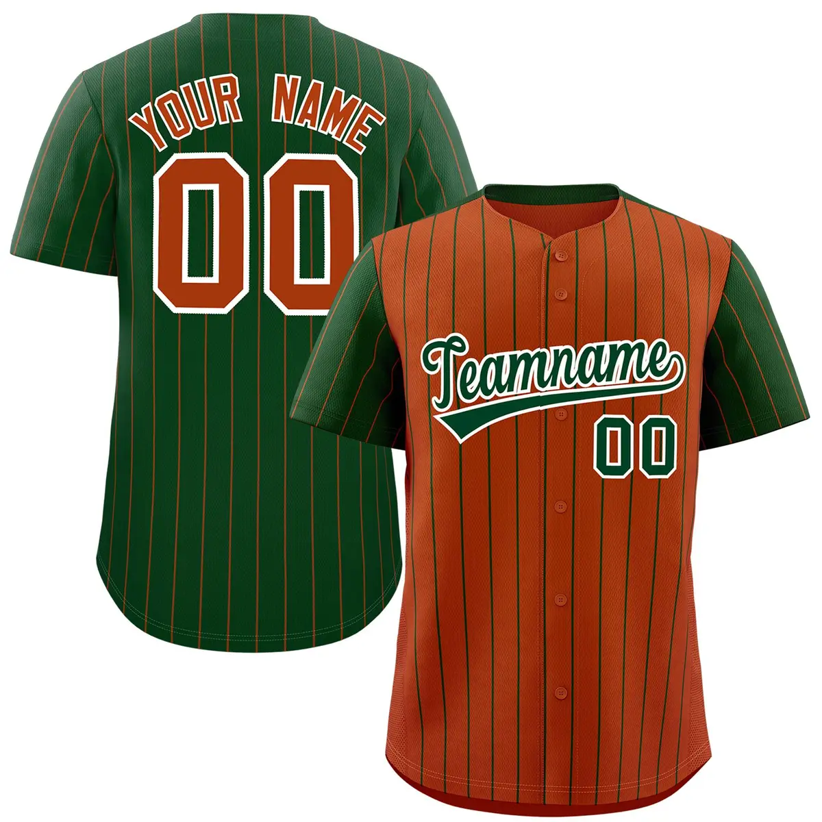 Texas Orange Green Pinstripe Raglan Baseball Jersey