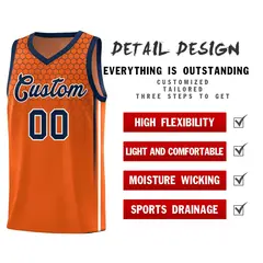 Texas Orange Honeycomb Pattern Basketball Uniform Jersey 2