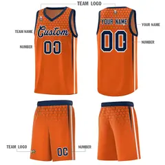 Texas Orange Honeycomb Pattern Basketball Uniform Jersey 5