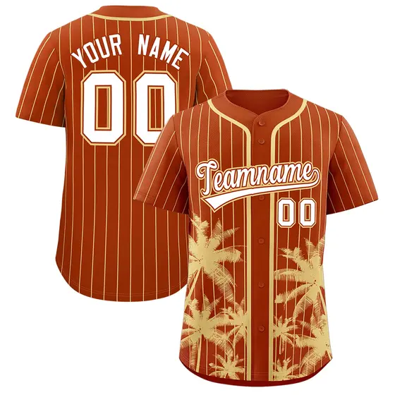 Texas Orange Khaki Pinstripe Coconut Tree Baseball Jersey
