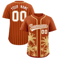 Texas Orange Khaki Pinstripe Coconut Tree Baseball Jersey 1