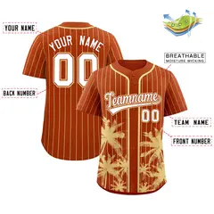 Texas Orange Khaki Pinstripe Coconut Tree Baseball Jersey 2