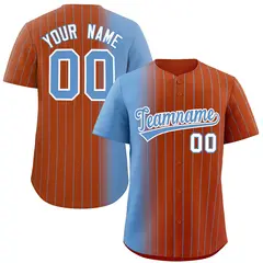 Texas Orange Light Blue Pinstripe Gradient Baseball Jersey 1
