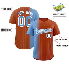 Texas Orange Light Blue Pinstripe Gradient Baseball Jersey 2