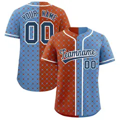 Texas Orange Light Blue Split Plaid Baseball Jersey
