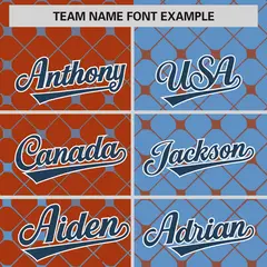 Texas Orange Light Blue Split Plaid Baseball Jersey 3