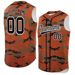 Texas Orange Light Brown Black Camo Sleeveless Baseball Jersey
