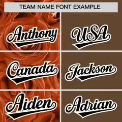 Texas Orange Light Brown Rose Print Split Baseball Jersey 3