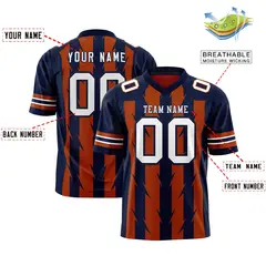 Texas Orange Navy Razr Stripe Graffiti Pattern Flag Football Jersey 2