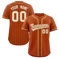 Texas Orange Old Gold Stripe Full Button Baseball Jersey 1