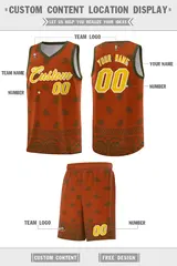 Texas Orange Olive Cashew Pattern Sports Basketball Jersey 5