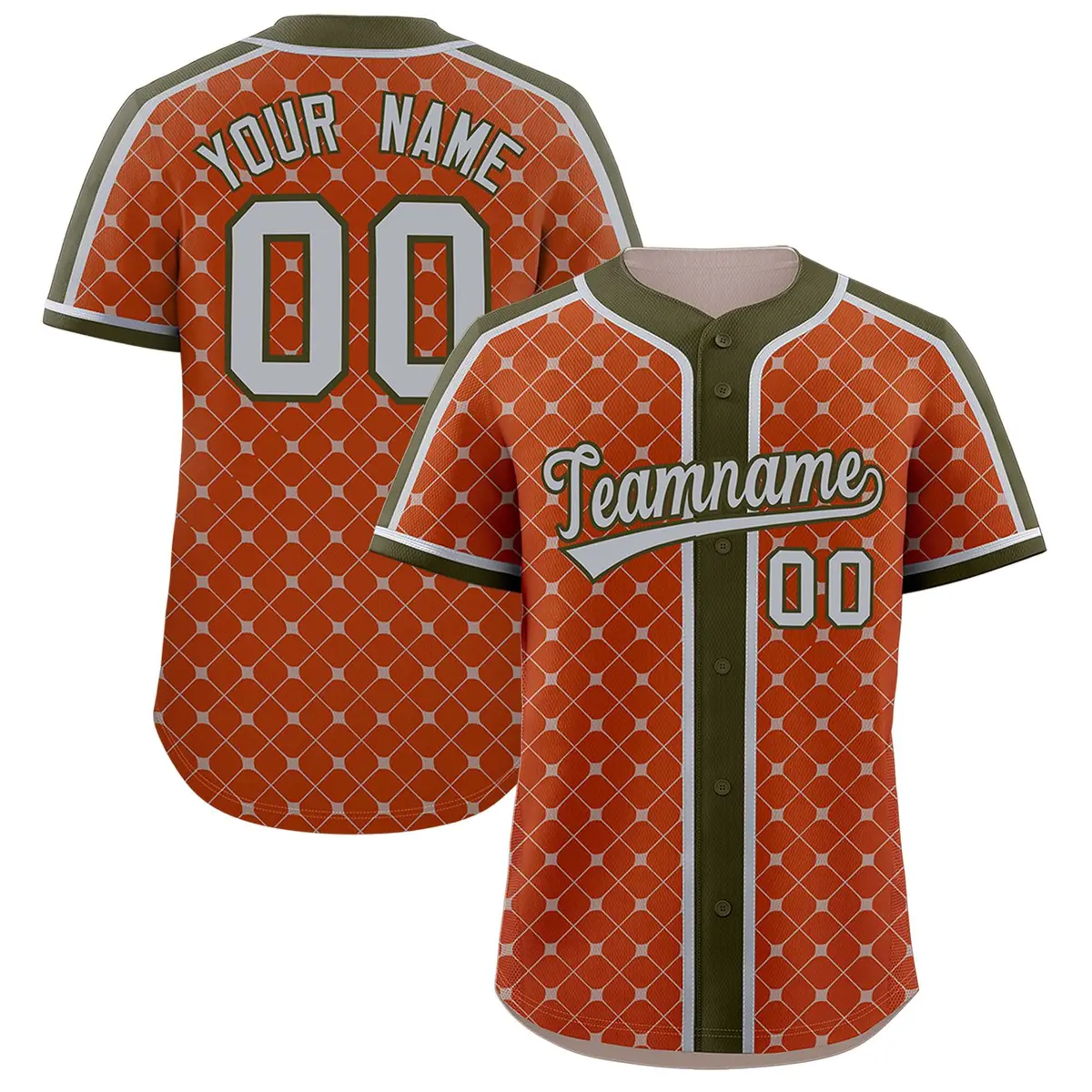 Texas Orange Olive-Gray Plaid Authentic Baseball Jersey