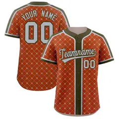 Texas Orange Olive-Gray Plaid Authentic Baseball Jersey