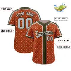 Texas Orange Olive-Gray Plaid Authentic Baseball Jersey 2