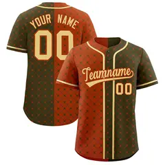 Texas Orange Olive Plaid Split Authentic Baseball Jersey