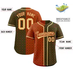 Texas Orange Olive Plaid Split Authentic Baseball Jersey 2