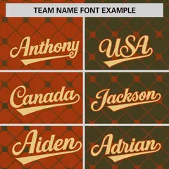 Texas Orange Olive Plaid Split Authentic Baseball Jersey 3