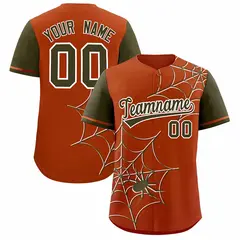 Texas Orange Olive Spider Web Raglan Baseball Jersey 1